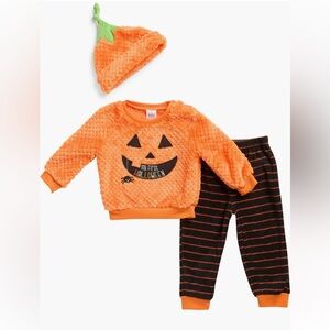 BABY STARTERS My First Halloween Quilted Minky Sweatshirt, Jogger + Hat Set, NWT